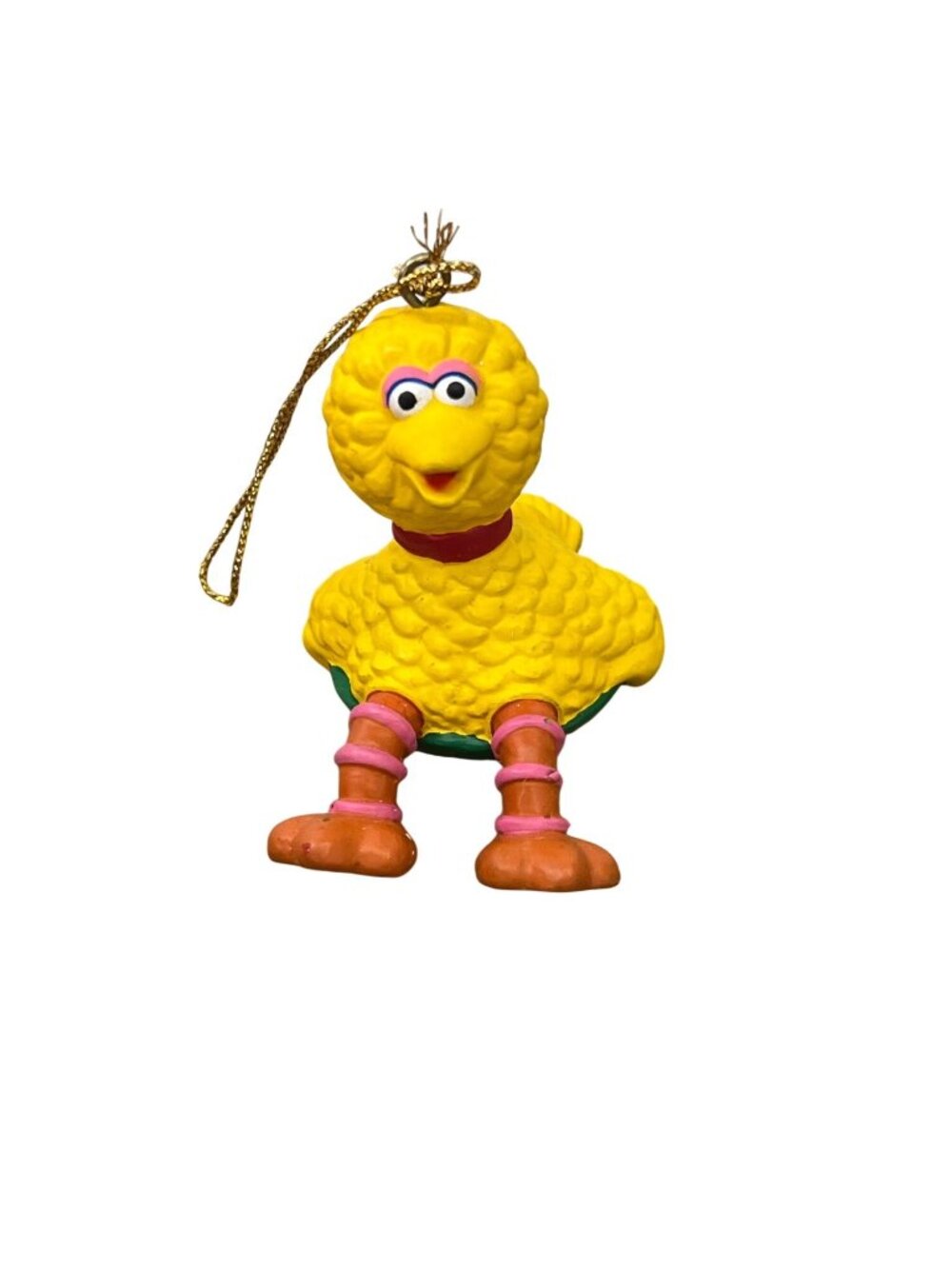 Vintage Sesame Street Big Bird Sledding Christmas Ornament Figure Holiday Decor